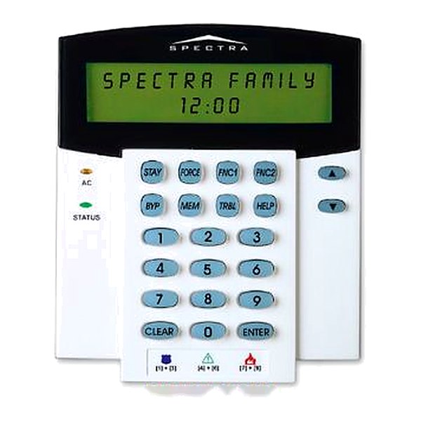 Paradox Spectra 1641 riasztó kezelőegység – kétsoros, zöld hátterű szöveges lcd